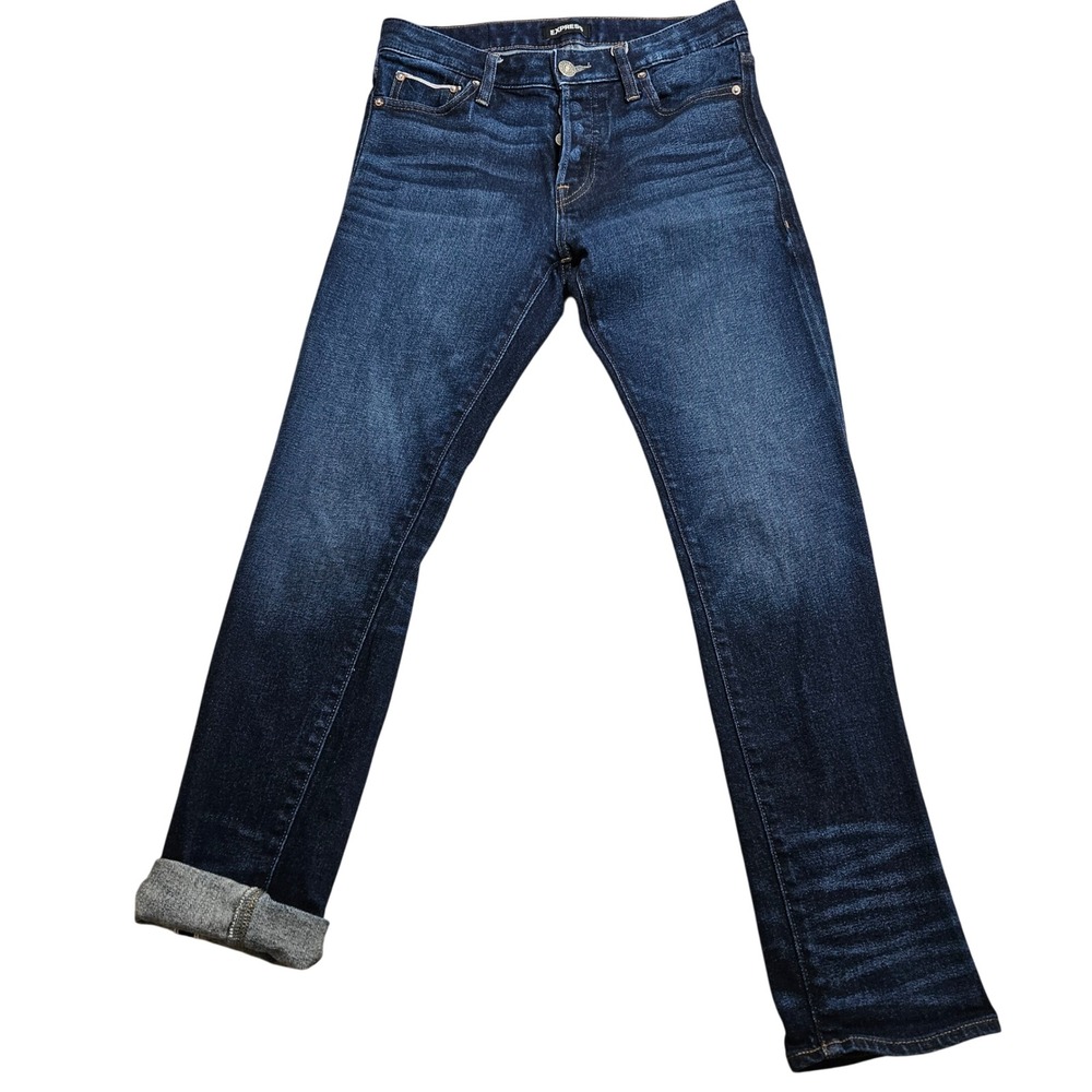 Express‎ Conscious Edit Jeans 29x30 Dark Wash Indigo Selvedge Detail Slim Fit